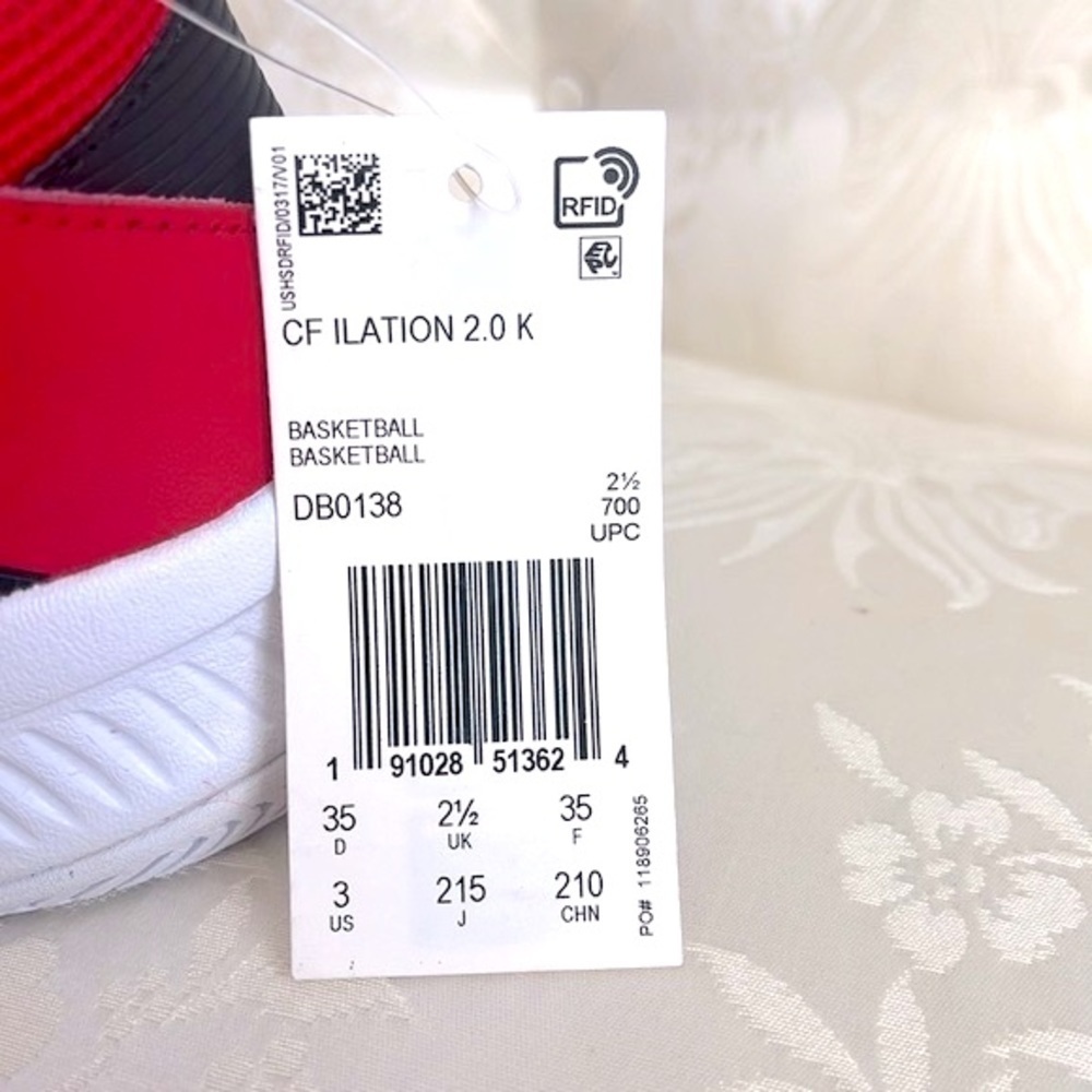 Brand New Adidas Boys CF Ilation 2.0 Mid Top Red & Black Basketball Sneakers - Picture 4 of 16